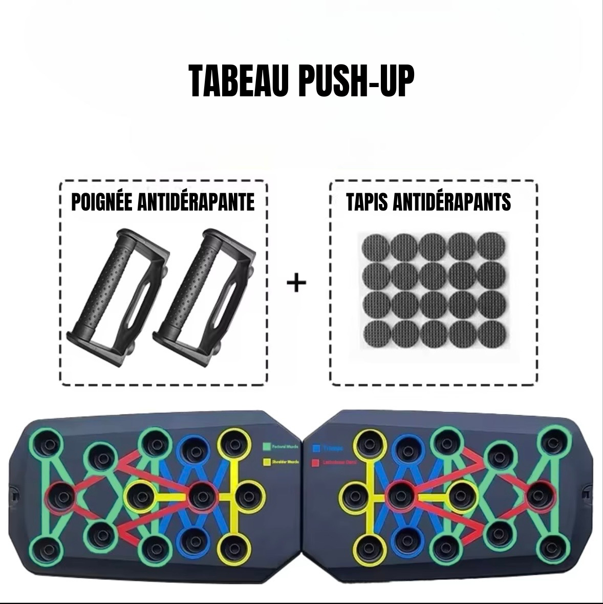 Push Up Board – Planche de pompes musculation maison | Pectoraux, épaules, triceps & abdos | MoveForce