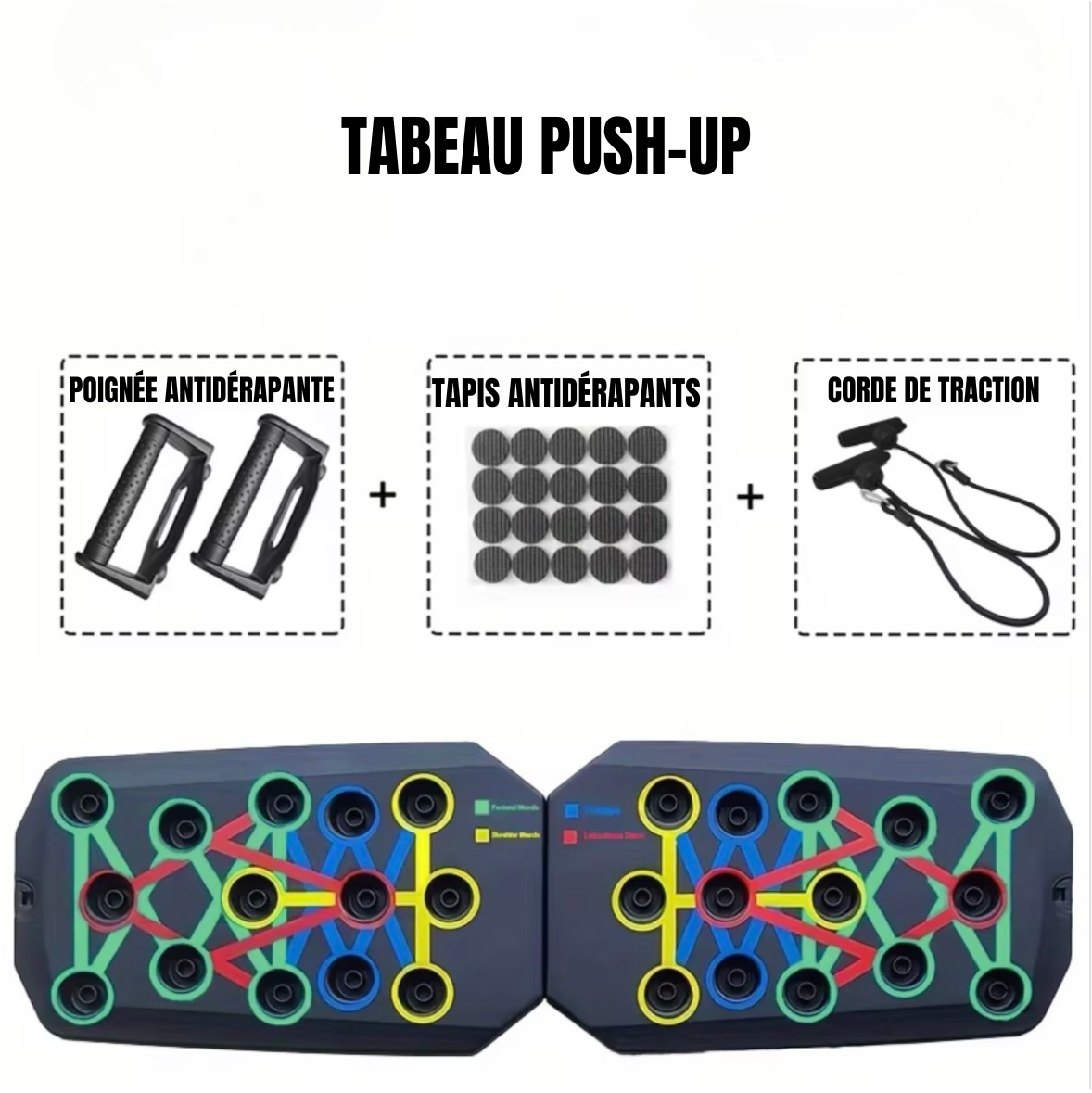 Push Up Board – Planche de pompes musculation maison | Pectoraux, épaules, triceps & abdos | MoveForce