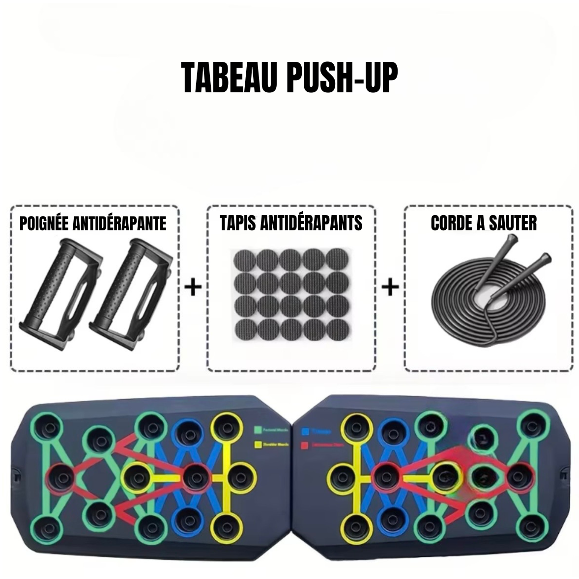 Push Up Board – Planche de pompes musculation maison | Pectoraux, épaules, triceps & abdos | MoveForce