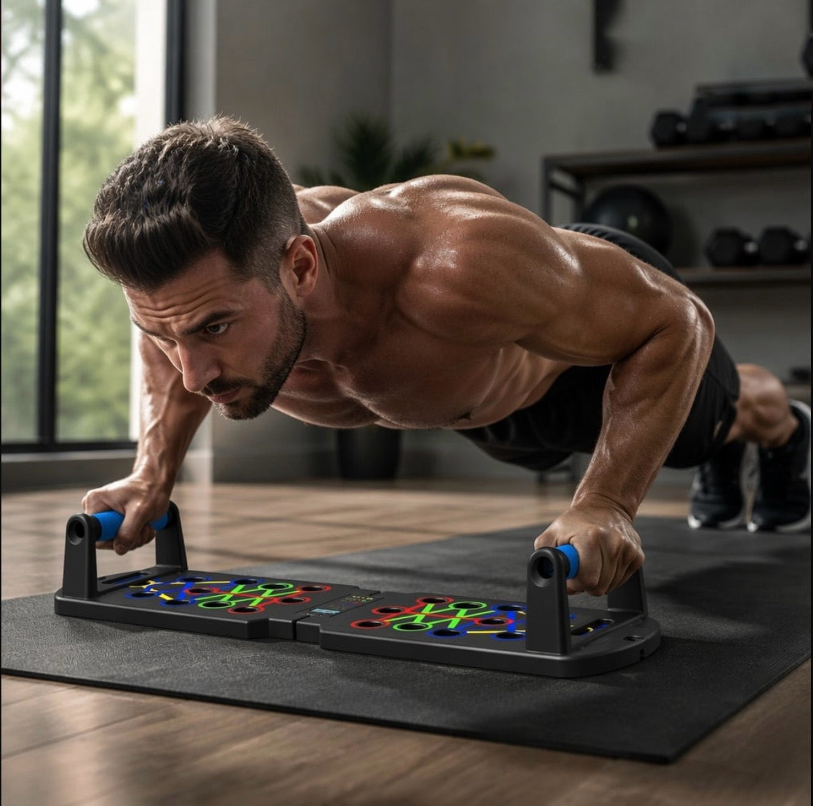 Push Up Board – Planche de pompes musculation maison | Pectoraux, épaules, triceps & abdos | MoveForce